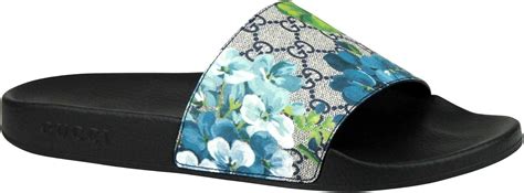 blue gucci slides|blue Gucci slides floral.